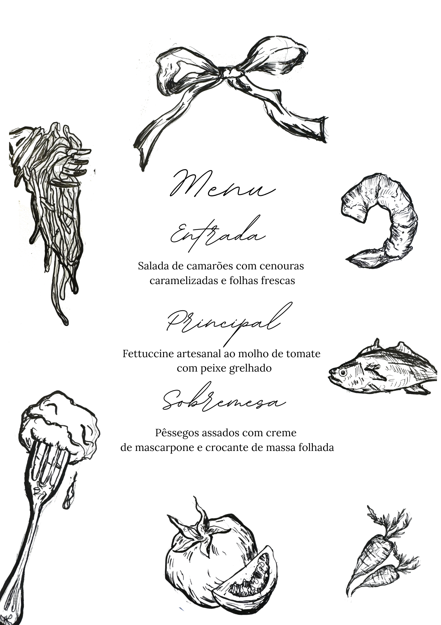 Menu de Comidas B&W